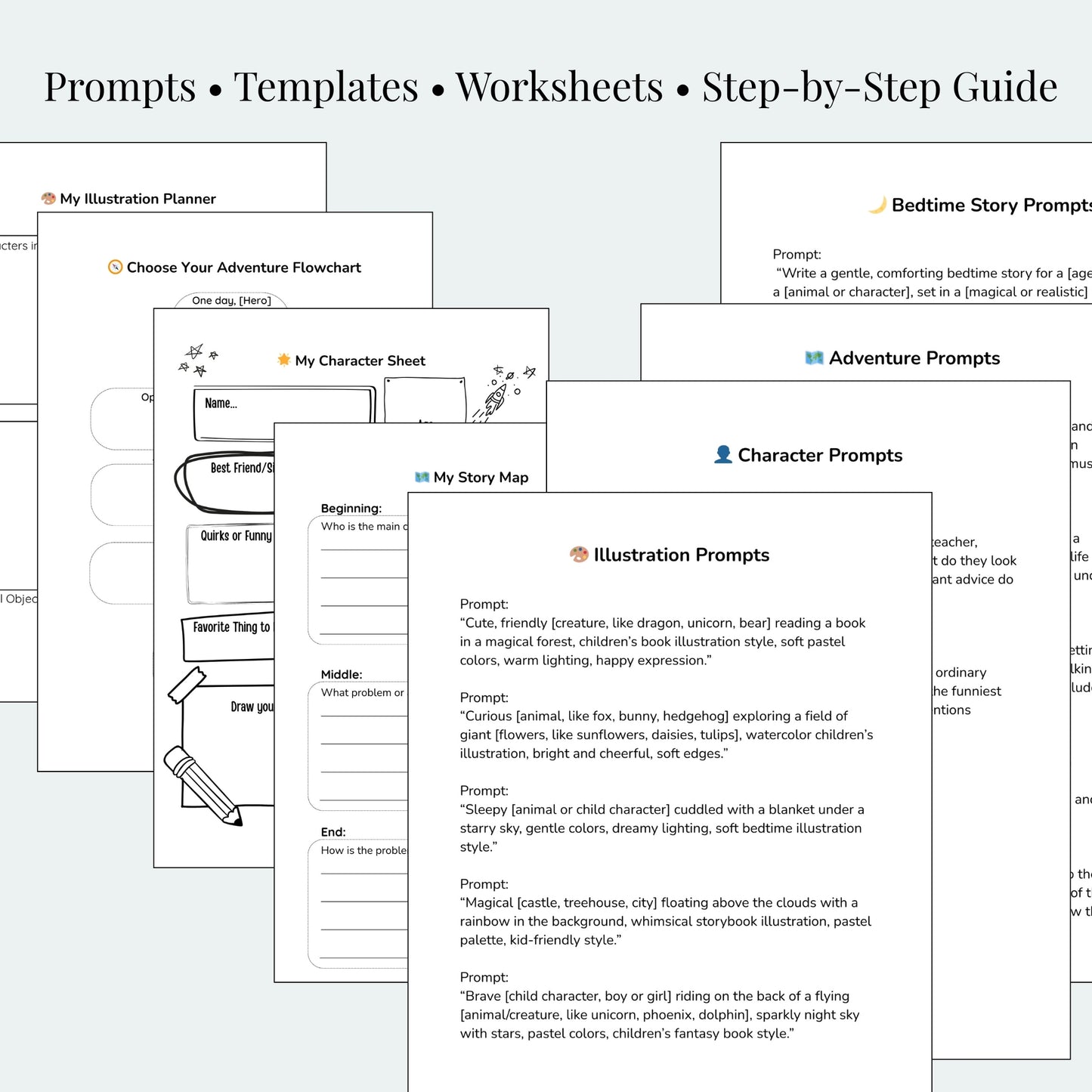 Children’s Story Creator Pack | ChatGPT Ready AI Prompts for Writing Kids Books, Bedtime & Adventure Templates, Digital Download