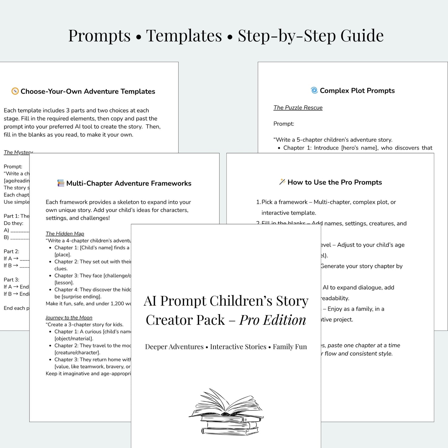 Children’s Story Creator Pro Pack | AI Prompts for Writing Kids Chapter Stories, Complex Plots & Interactive Adventures | Digital Download